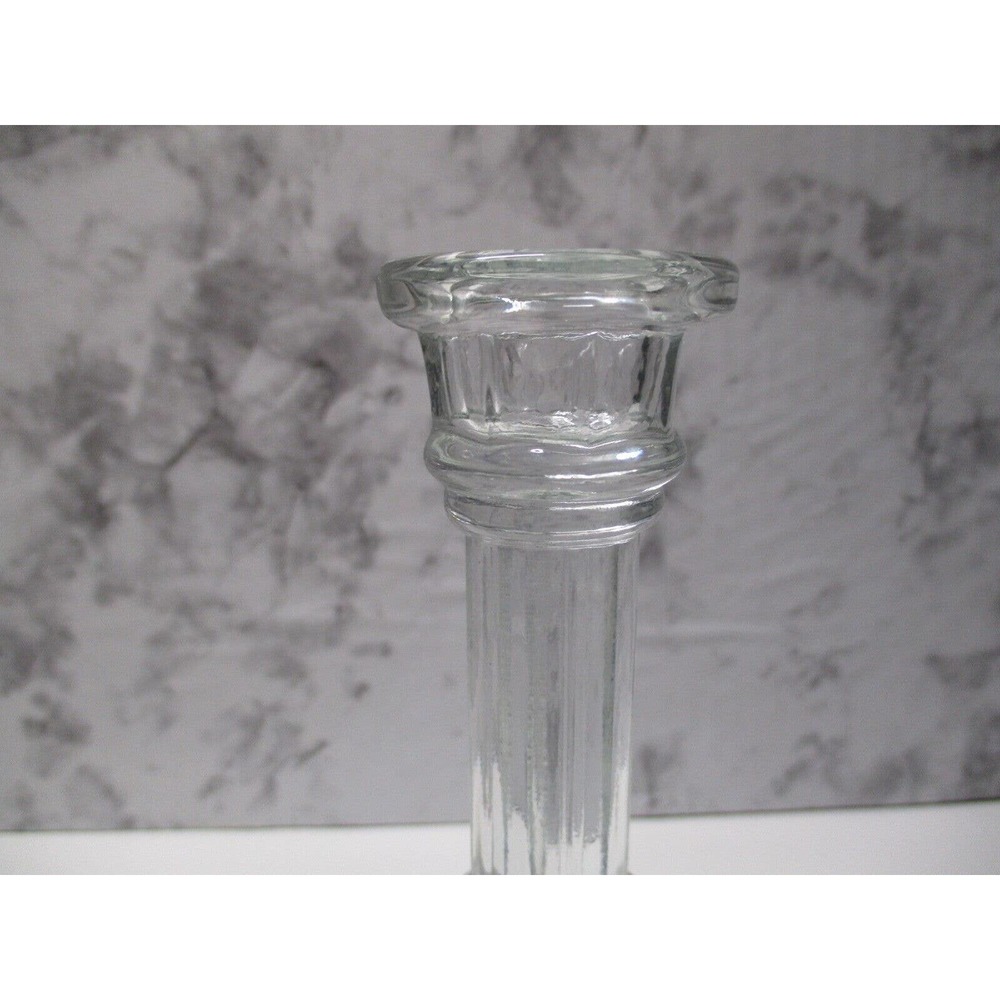 (2) Vintage Clear Glass Candleholders H 6"/15.24cm Taper Home Interiors Art Deco - Picture 4 of 6